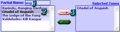 Search between Everquest zones example 1